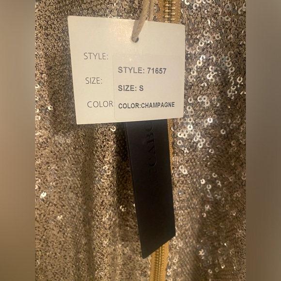 New with tags Dolce Cabo Gold Sequin Bomber Jacket size S - Picture 3 of 6